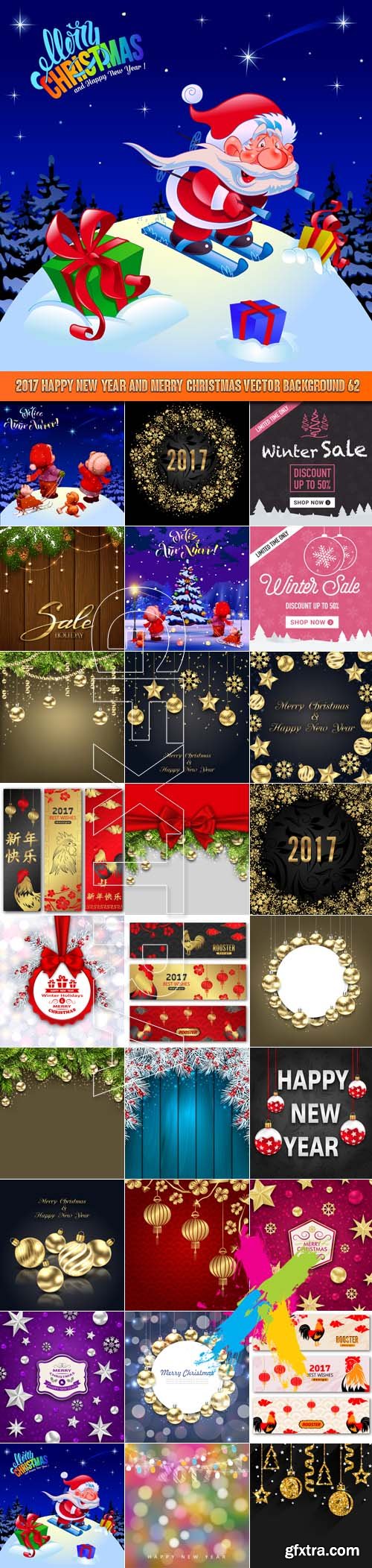2017 Happy New Year and Merry Christmas vector background 62