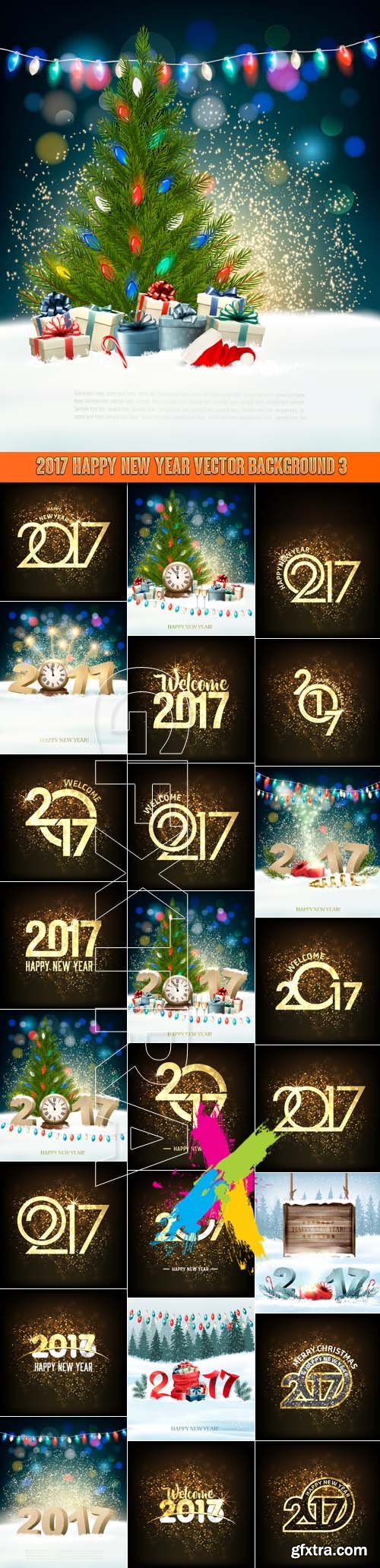 2017 Happy New Year vector background 3