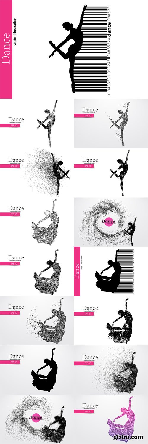 Vector Set - Silhouette of a Dancing Girl