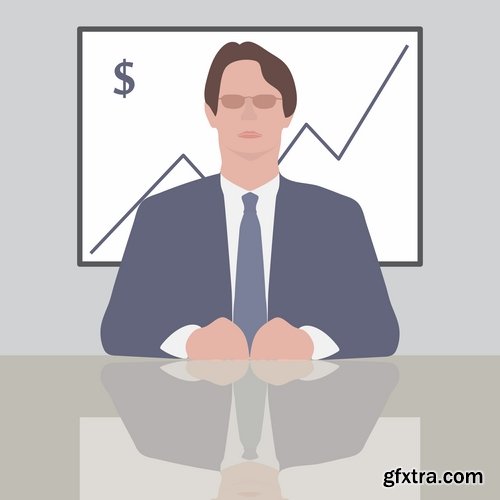 Collection of cartoon business success emotions advertising man 25 EPS