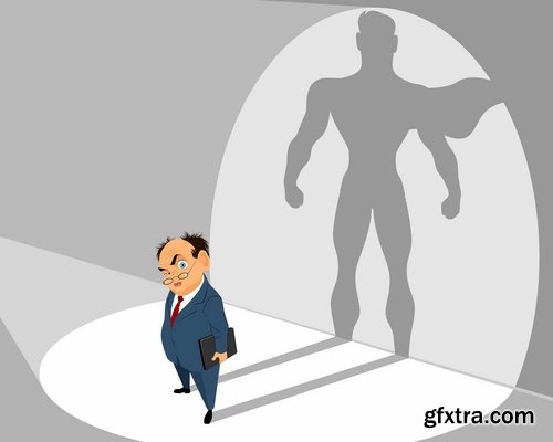 Collection of cartoon business success emotions advertising man 25 EPS