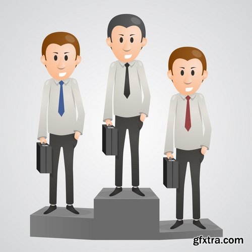 Collection of cartoon business success emotions advertising man 25 EPS