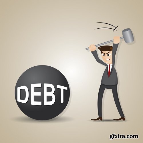 Collection of cartoon business success emotions advertising man 25 EPS