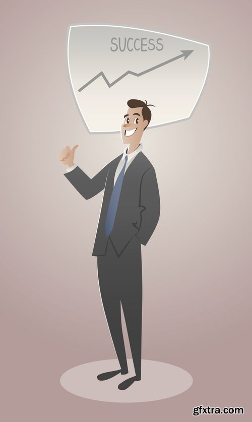 Collection of cartoon business success emotions advertising man 25 EPS