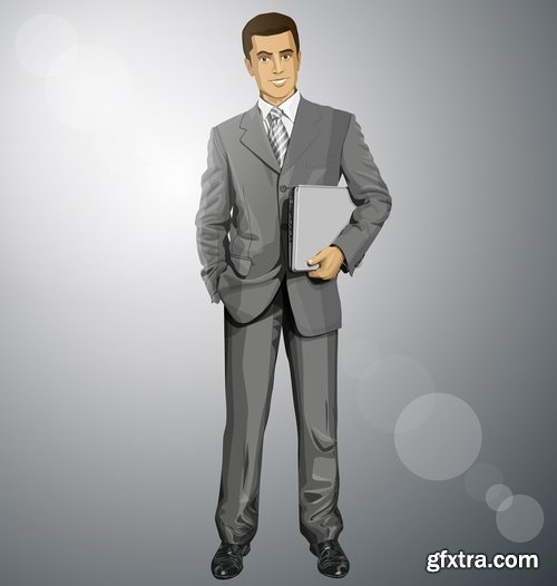 Collection of cartoon business success emotions advertising man 25 EPS