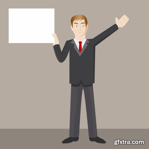 Collection of cartoon business success emotions advertising man 25 EPS