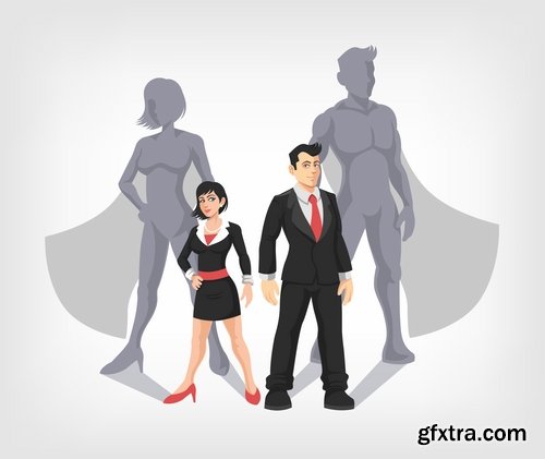 Collection of cartoon business success emotions advertising man 25 EPS