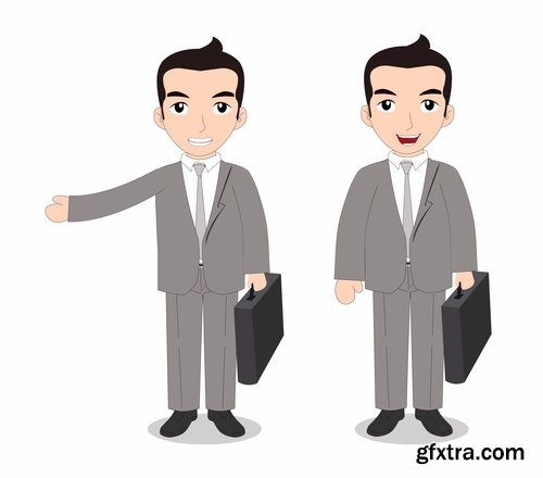 Collection of cartoon business success emotions advertising man 25 EPS