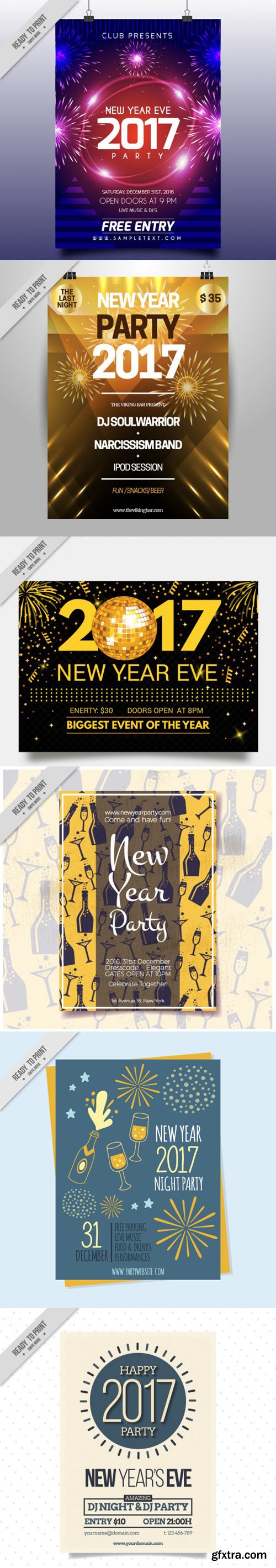 New Year Party Flyers Invitation in Vector [AI/EPS]