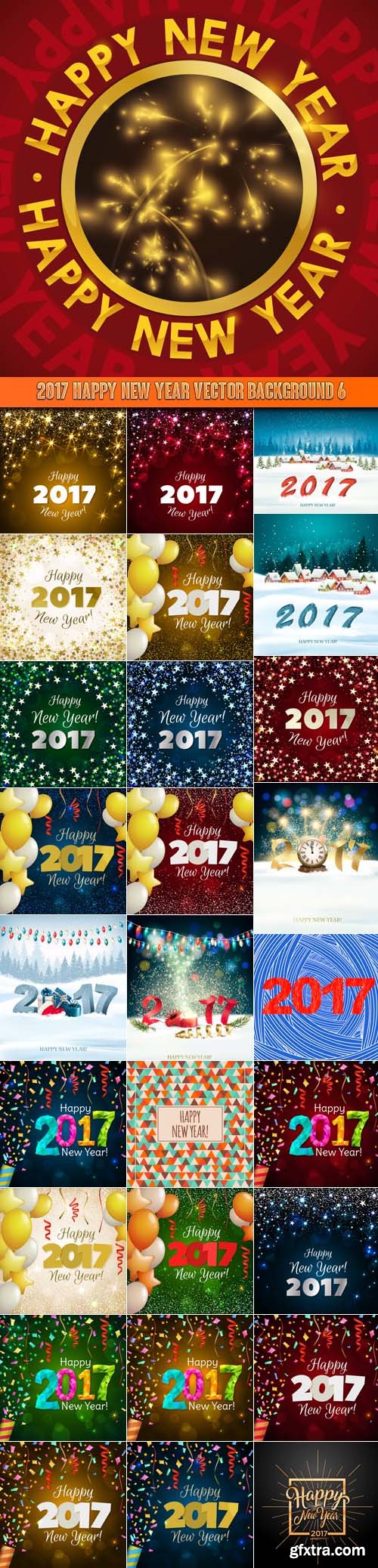 2017 Happy New Year vector background 6