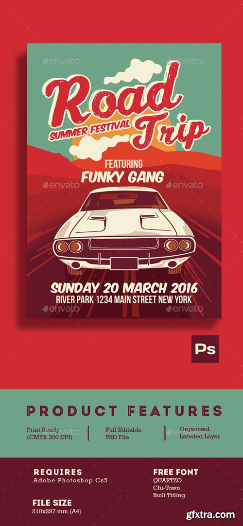 GR - Road Trip Summer Festival Poster flyer 15251698