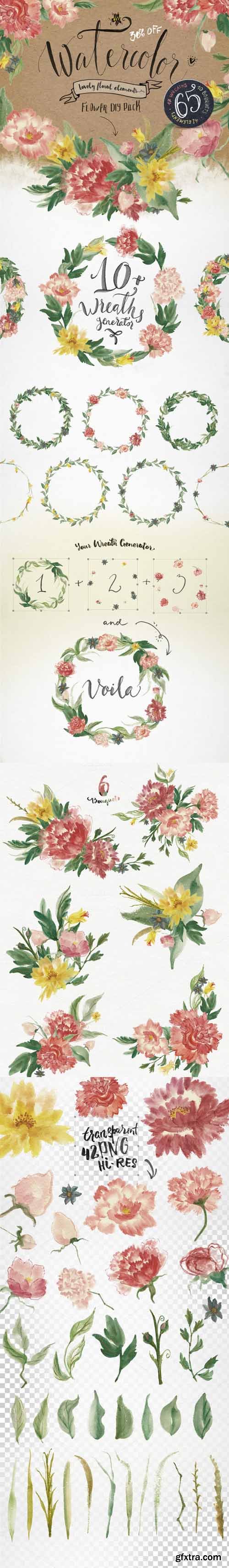 Watercolor flower DIY Pack 314697