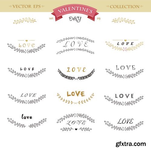 Valentine's Day Calligraphic design elements 6X EPS
