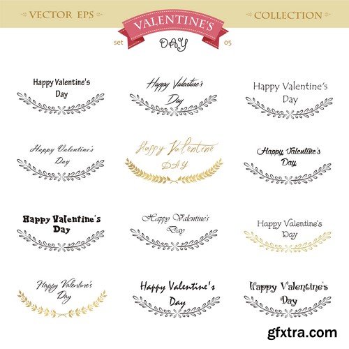 Valentine's Day Calligraphic design elements 6X EPS