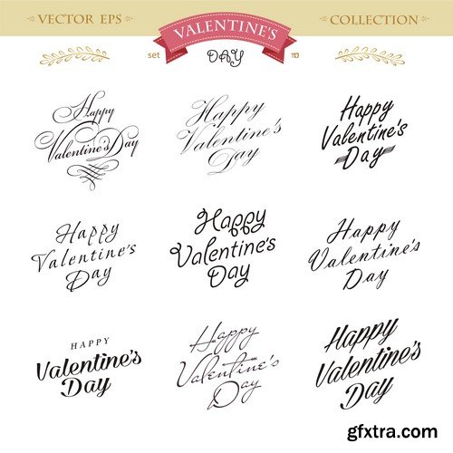 Valentine's Day Calligraphic design elements 6X EPS