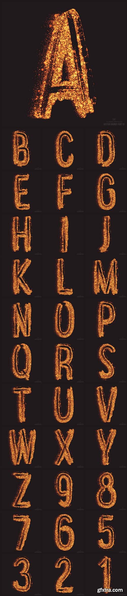 Vector Set - Abstract Bright Golden Shimmer Glowing Font and Figures Vector Set - Abstract Bright Golden Shimmer Glowing Font and Figures