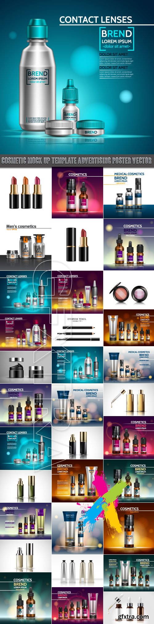 Cosmetic mock up template advertising poster vector