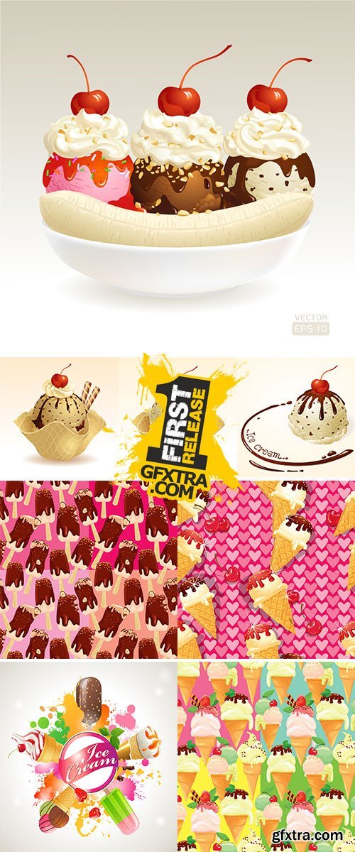 Ice cream shop label with type design and ice cream Stock vectors