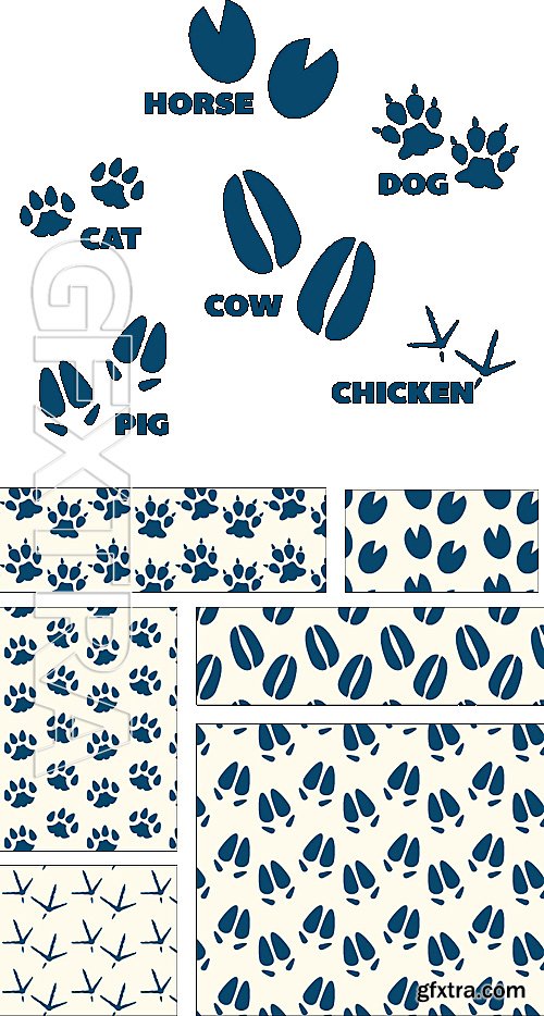 Animal Footprint Vector Patterns
