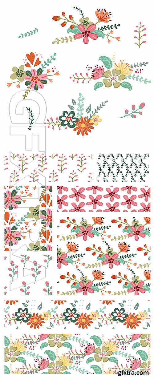 Floral Vector Patterns Set 2