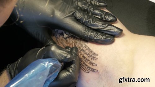 Getting a Tattoo. Close-up, Toned Image