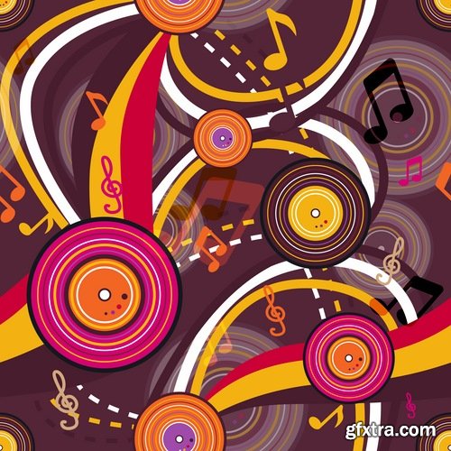 Collection of musical background is music notes treble clef flyer party banner 25 EPS