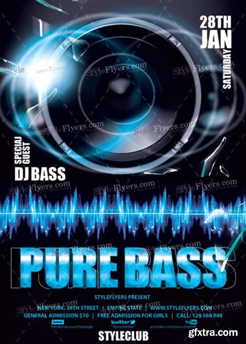 Pure Bass V5 PSD Flyer Template