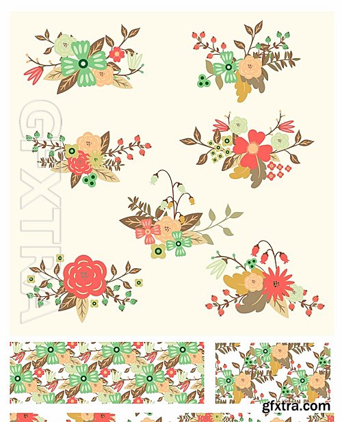 Floral Vector Patterns Set 6