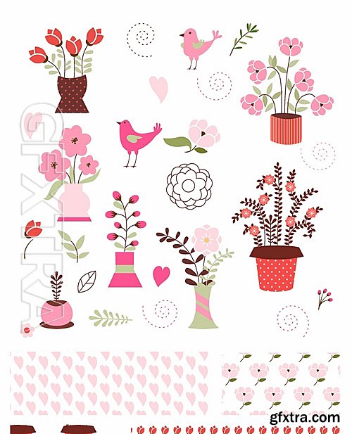 Floral Vector Patterns Set 7