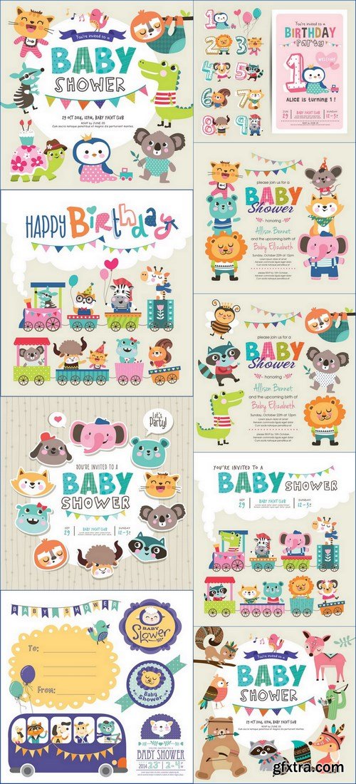 Baby Shower Invitation Card - 9 EPS Vector Stock