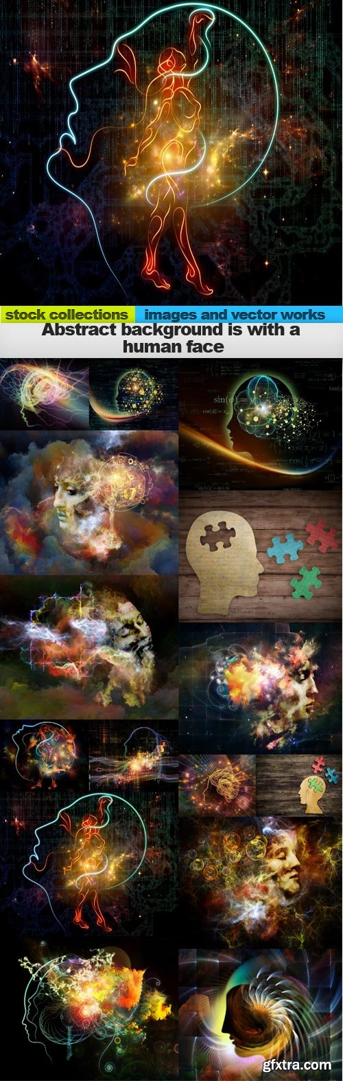 Abstract background is with a human face, 15 x UHQ JPEG