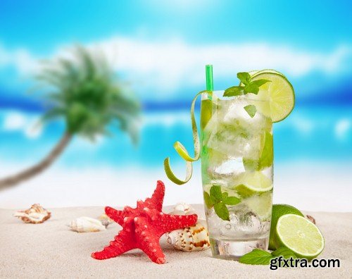 Summer drink on beach background - 8 UHQ JPEG