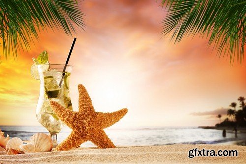 Summer drink on beach background - 8 UHQ JPEG