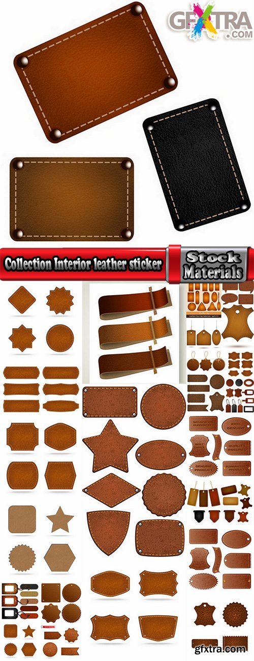 Collection Interior leather sticker label plate banner for an advertising slogan 25 EPS