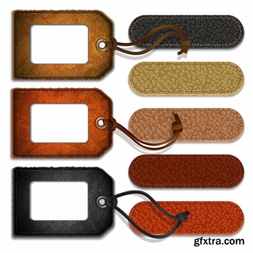 Collection Interior leather sticker label plate banner for an advertising slogan 25 EPS