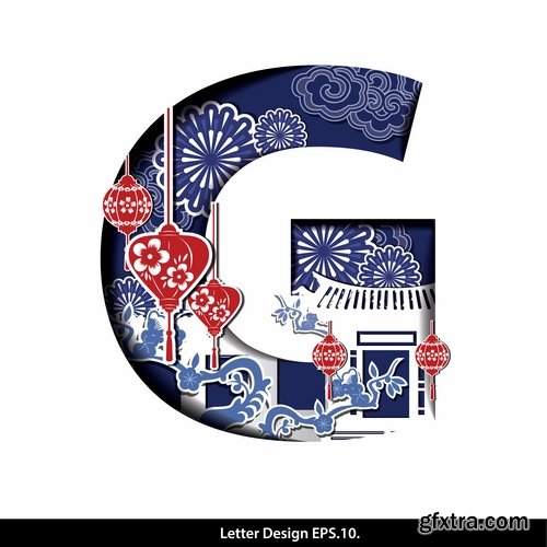 Alphabet Collection Japanese lantern logo background is the letter icon 26 EPS