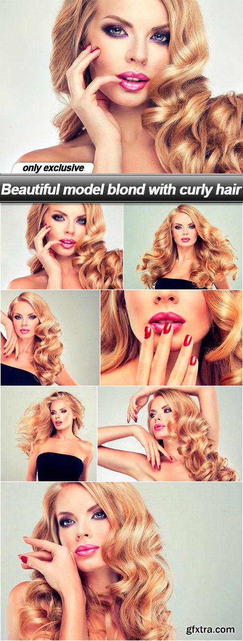Beautiful Model Blond with Curly Hair 7xJPG
