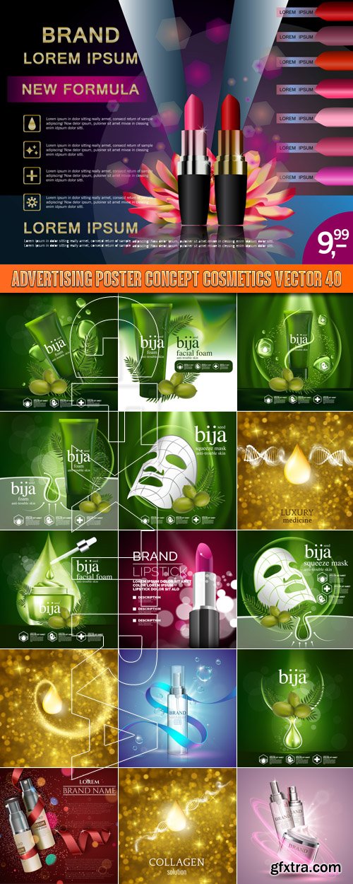 Advertising Poster Concept Cosmetics vector 40