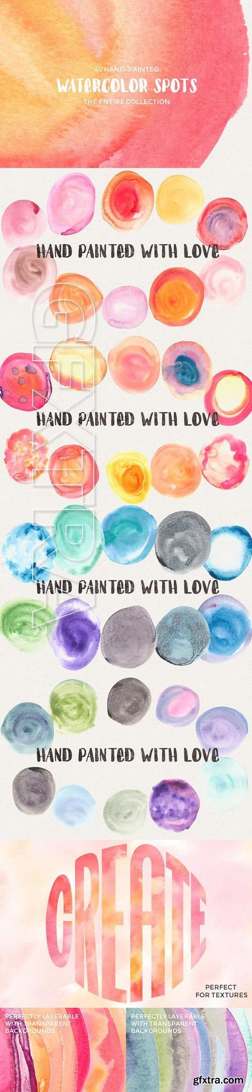 CM - 40 Hand-Painted Watercolor Spots 458701