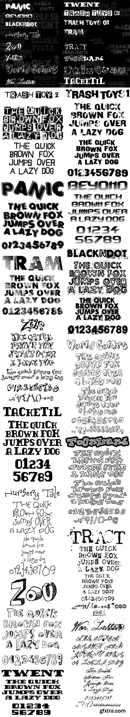 15 Sketched, Cartoon & Eroded Fonts 18xOTF
