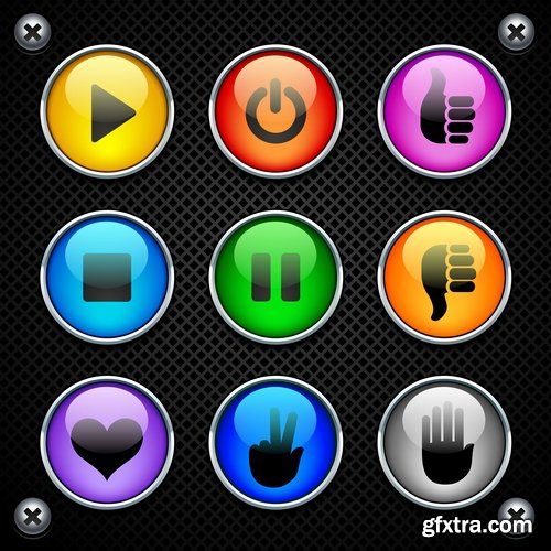 Collection icon button template design page web site 25 EPS