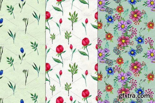 CreativeMarket 12 Flowers and leaves patterns 1137931