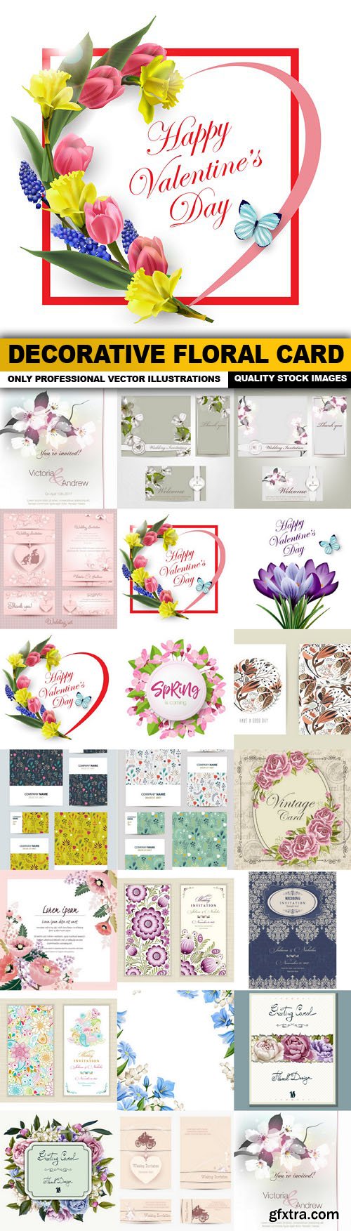 Decorative Floral Card - 20 Vector