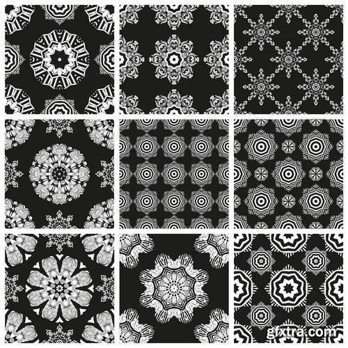 Collection of black and white abstract calligraphic wallpaper pattern example 25 EPS