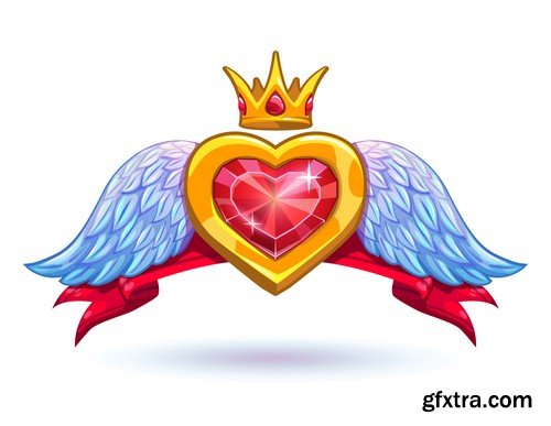 Heart with angel wings - 7 EPS