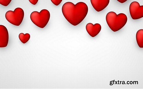 White background with red hearts - 8 EPS