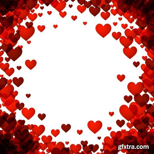White background with red hearts - 8 EPS