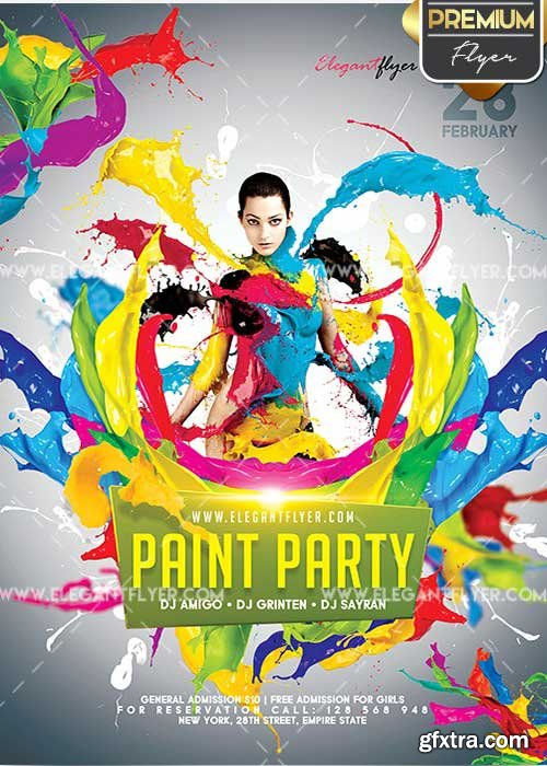Paint Party V02 Flyer PSD Template + Facebook Cover » GFxtra