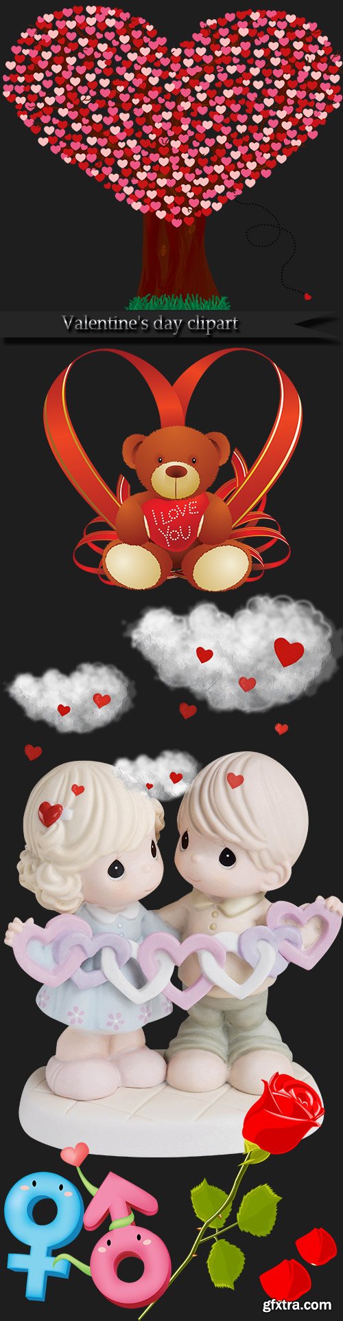 Valentine's day clipart on a transparent background