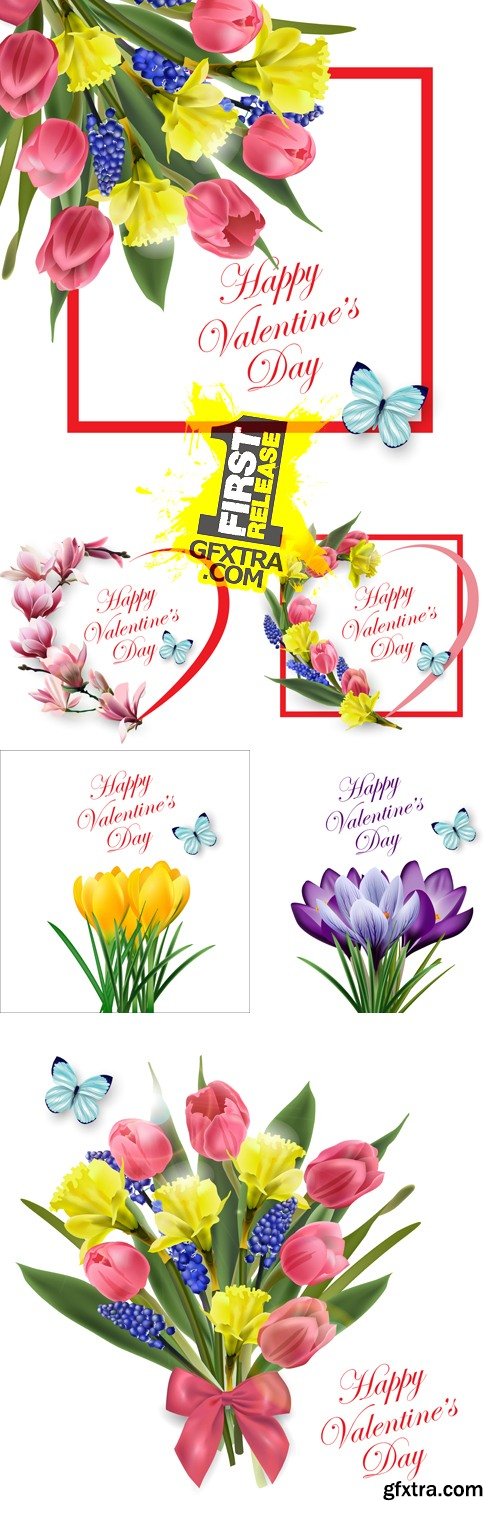 Valentine's Day Greeting Cards Vector